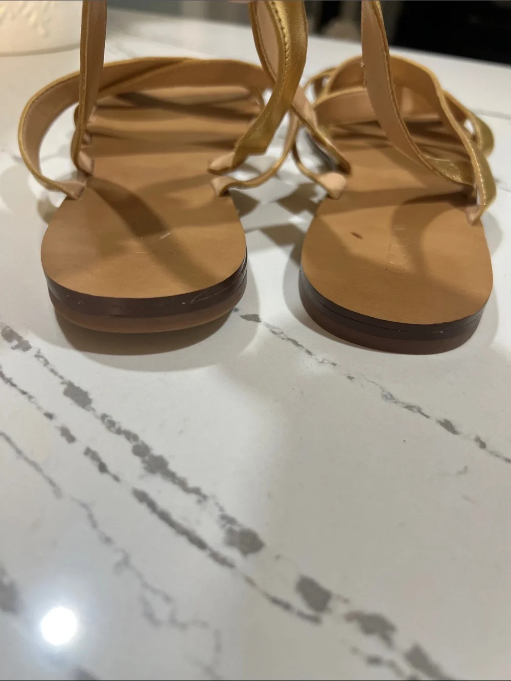 J. Crew Metallic Gold Strappy Leather Sandals